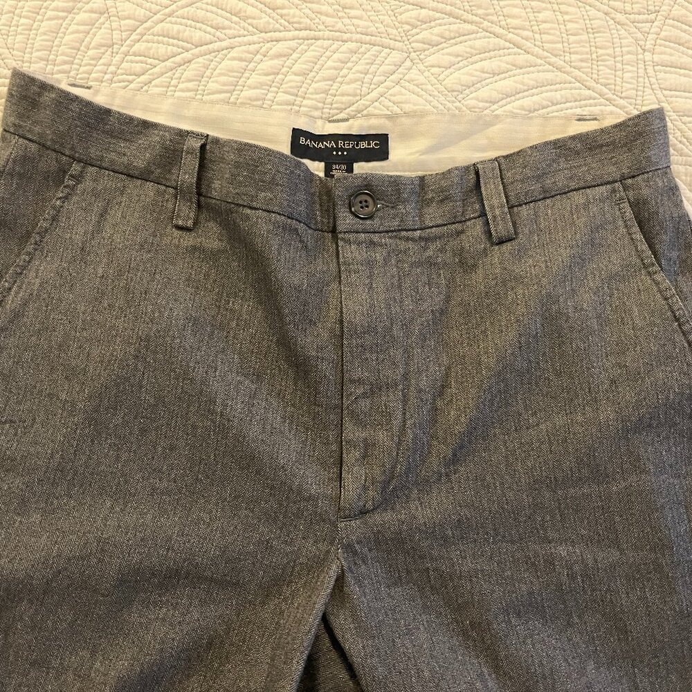 BANANA REPUBLIC MEN'S SZ 34/30 FLAT FRONT COTTON DRESS PANTS